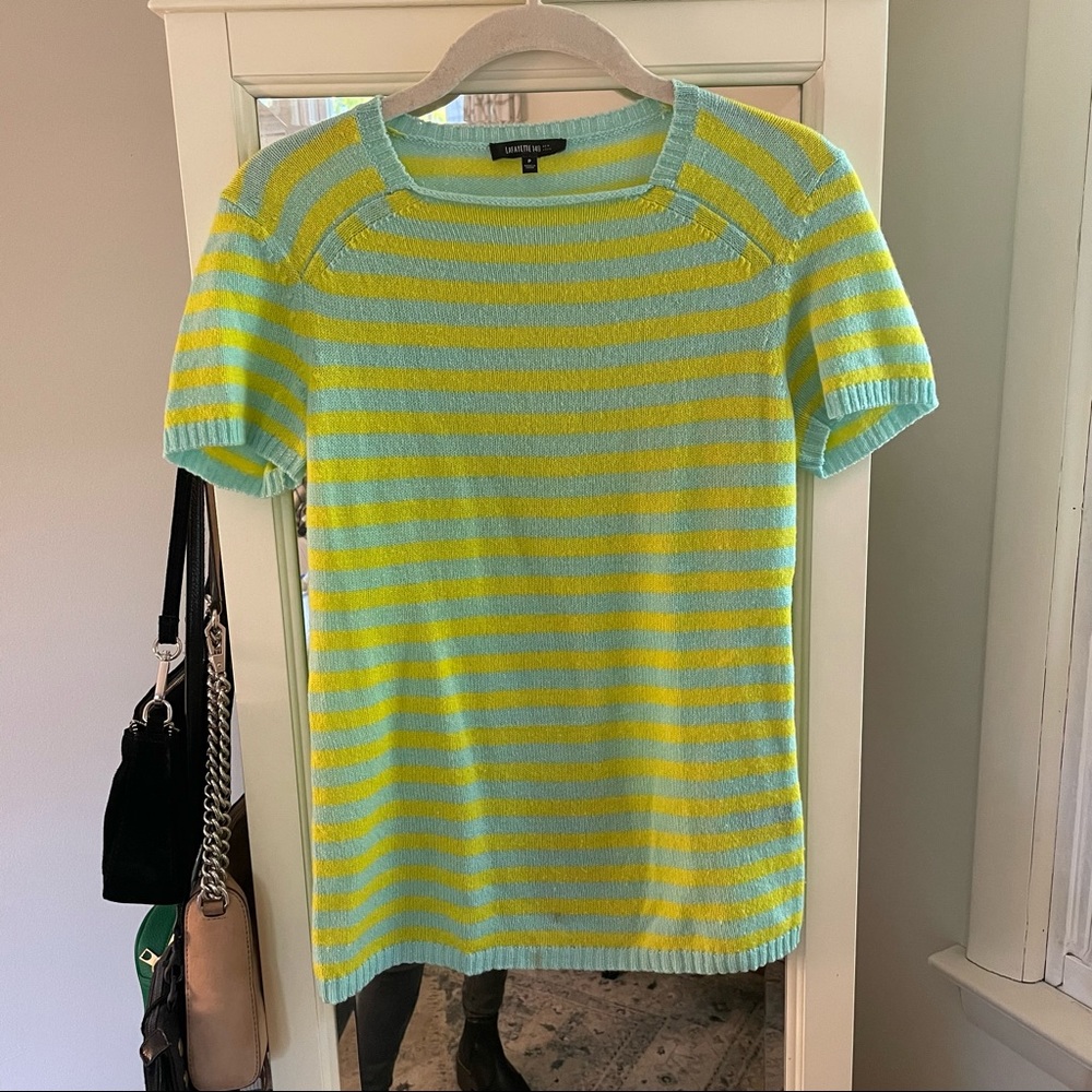 Lafayette 148 New York Striped Cashmere Sweater